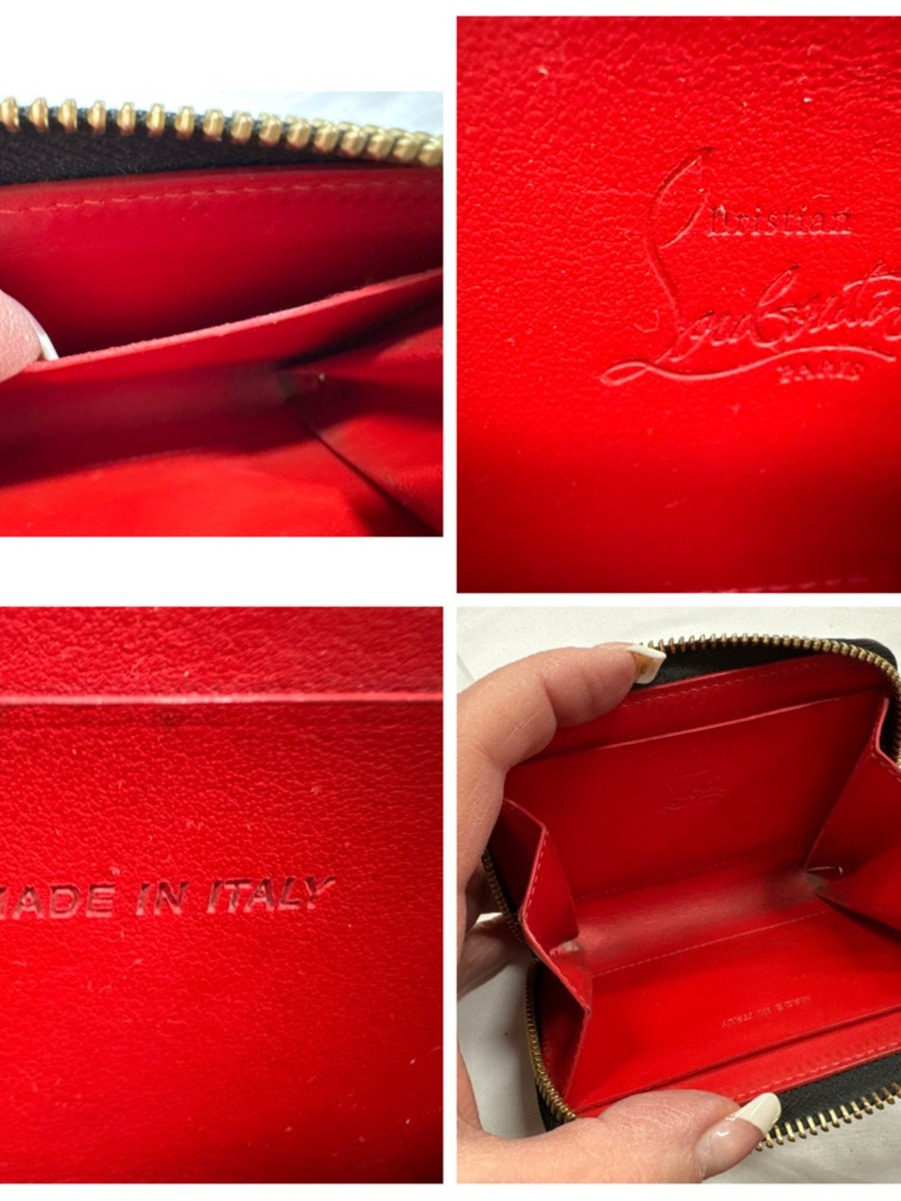 Christian Louboutin Red Leather Zip Card Wallet with Gold Zip - Picture 5 of 7